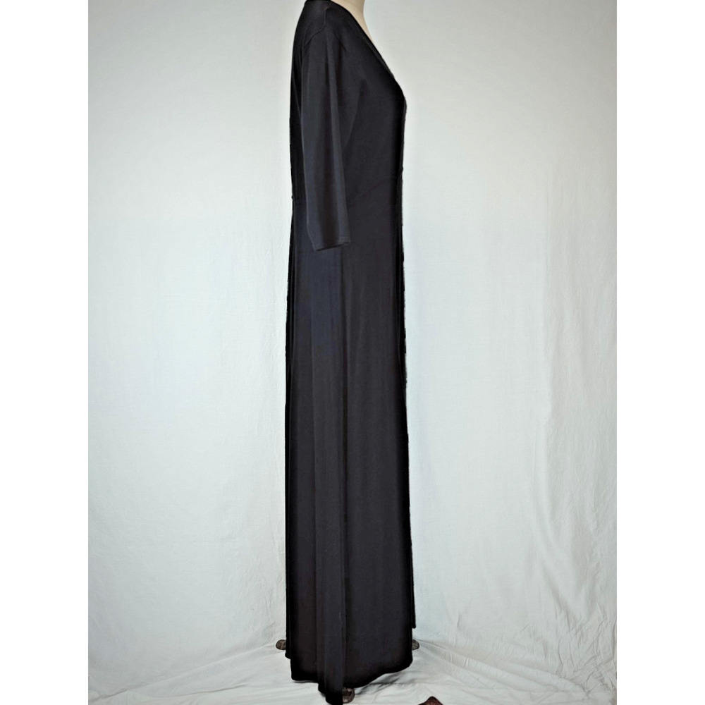 Vintage Y2K Norm Thompson Black Knit Maxi Dress XL #5-0172 Elbow Sleeve - Picture 4 of 8
